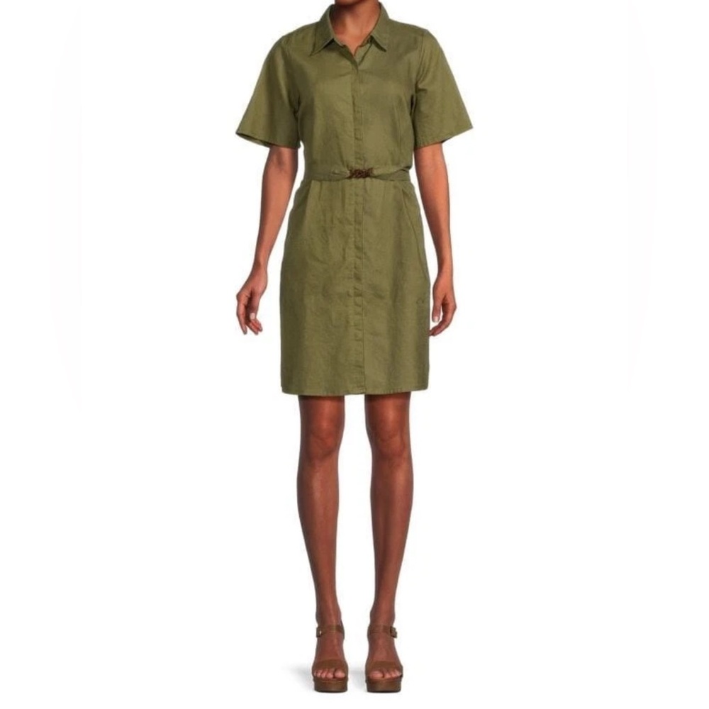 Saks Fifth Avenue Olive Green Shirt Dress